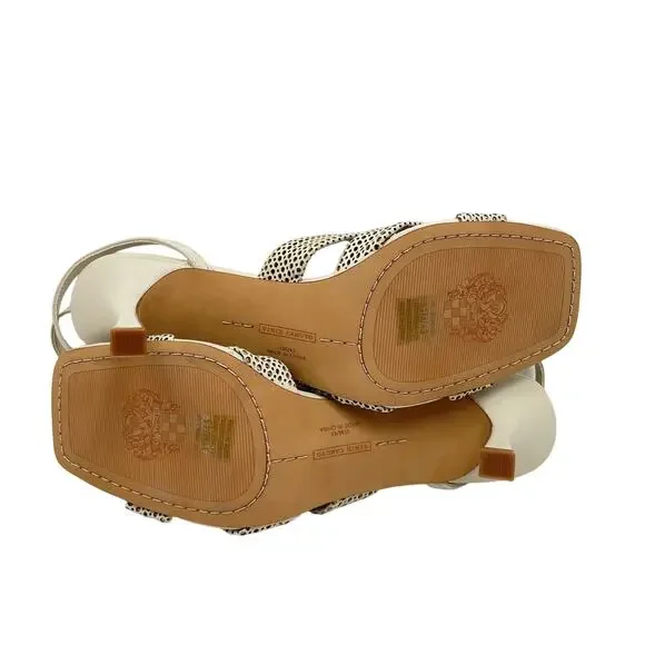 Vince Camuto | Earlena SZ US 11 NWOB Mesh Cut Leather Square Toe Cream Heels - Picture 13 of 13